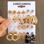 Hot Sale Trendy Geometric Butterfly Pearl Circle Earrings Set For Women Fashionable Pearl Hoop Earrings