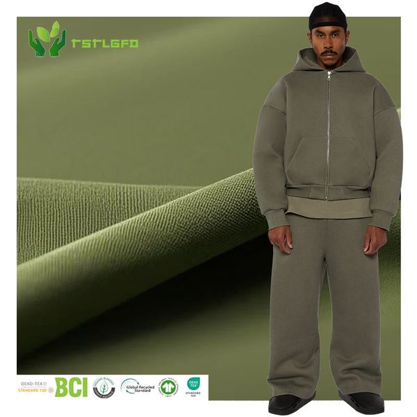 Sustainable Clothing Custom 420gsm Baggy Fleece 100% Cotton Luxury Sweatpants Zip up Hoodie Tracksuit Set for Sweatsuit Men