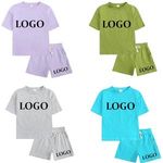 Wholesale Kids Wear Clothing 100% Cotton Two Piece Suit Boys Shorts Girl T-Shirts 2 Piece Custom Logo Boys Clothing Sets