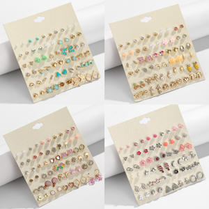 Fashion 30 Pairs/Set Hot Sale Cross-Border Earrings Multiple Styles Bowknot Flower Starfish Combination Set Korean Earrings