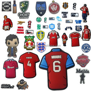 Wholesale Cartoon Soccer Pvc Accessories Rubber Decorate Buckle Football Teams logo for Clog Shoes Charms