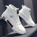 2024 Mens Spring High Top Fashion Men Sneakers PU Leather Walking Trainers Lace up Running Casual Running Basketball Sport Shoes