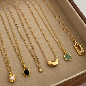 2024 New Elegant Golden Bean Necklace for Women Simple and Luxury High-End Accessory with Link Chain for Clavicle
