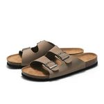 High Quality Unisex Double Buckle Strap Men and Women Summer Cork slippers Sole Flat Sandals