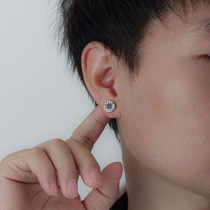 Men's Titanium Steel Roman Numeral Earrings High-End Fashionable Neutral Accessories Jewelry All-Match Simple Style for Party