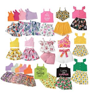 Summer Children's Clothing Toddler Girls Fashion Floral Tank Tops Sleeveless Vest Shirt Shorts Pants Two Pieces Outfits Set
