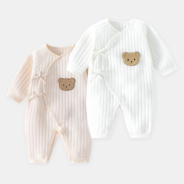 Wholesale 0-3 Months Cute Smocked Newborn Baby Jumpsuit Bear Infant Baby Romper